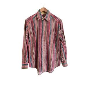 Robert Graham Mens 100% Cotton Long Sleeve Button Down Casual Shirt Sz M Stripes